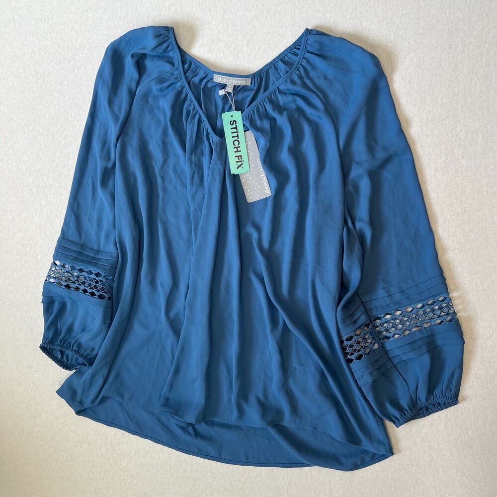 Daniel Rainn Blouse size 2x Blue Boho Open embroidery Boho NWT
